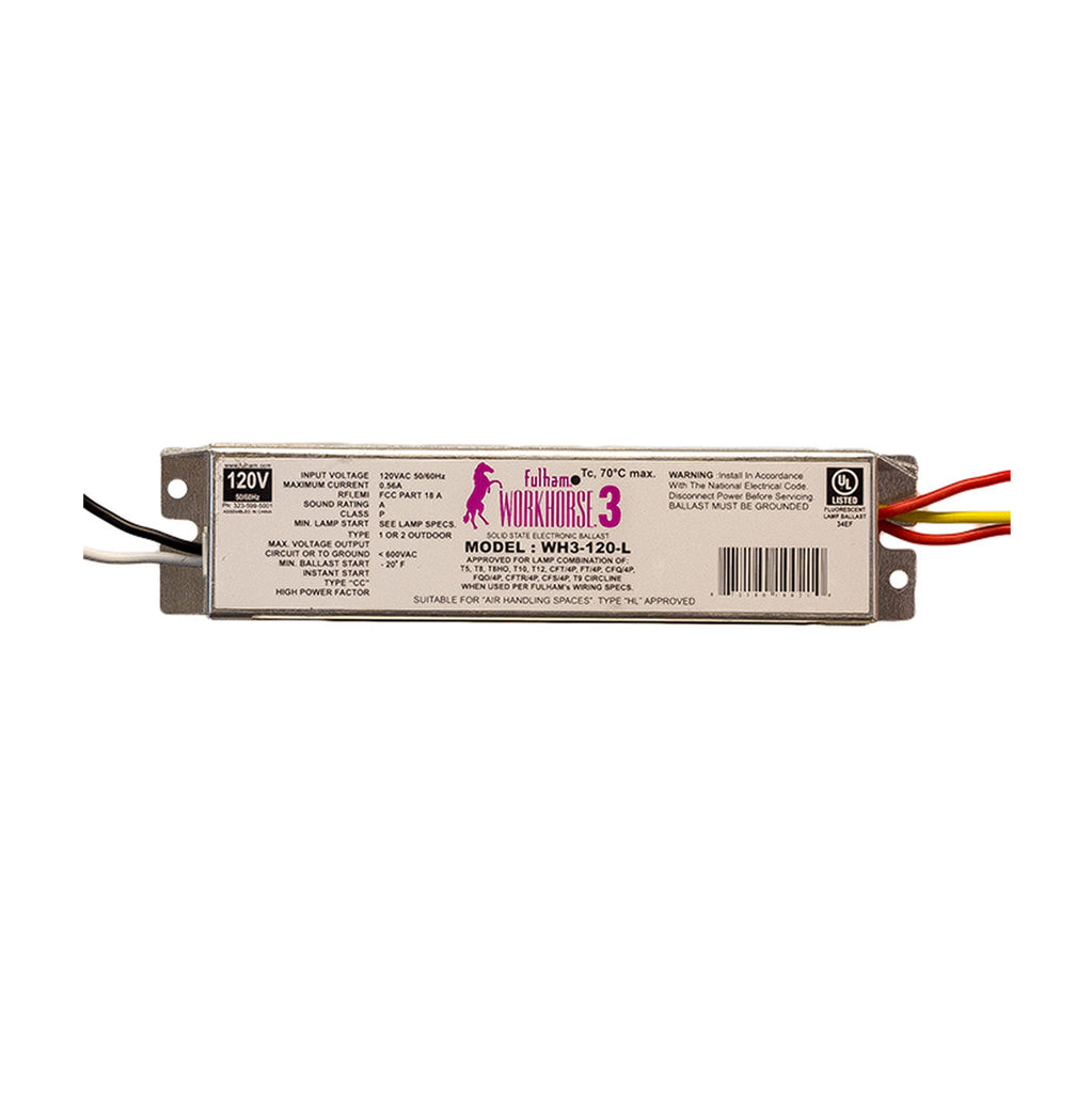 Fulham WorkHorse Instant Start Electronic Fluorescent Ballast for (1-3) 64W Max Lamps Operated at 120V (WH3-120-L)