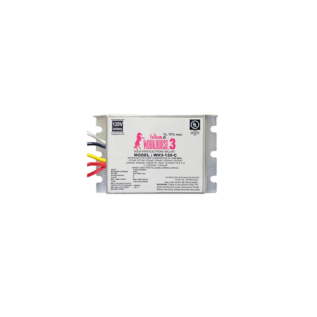 Fulham Instant Start Electronic Fluorescent WorkHorse Ballast for (1-3) 64W Max Lamps Operated at 120V (WH3-120-C)